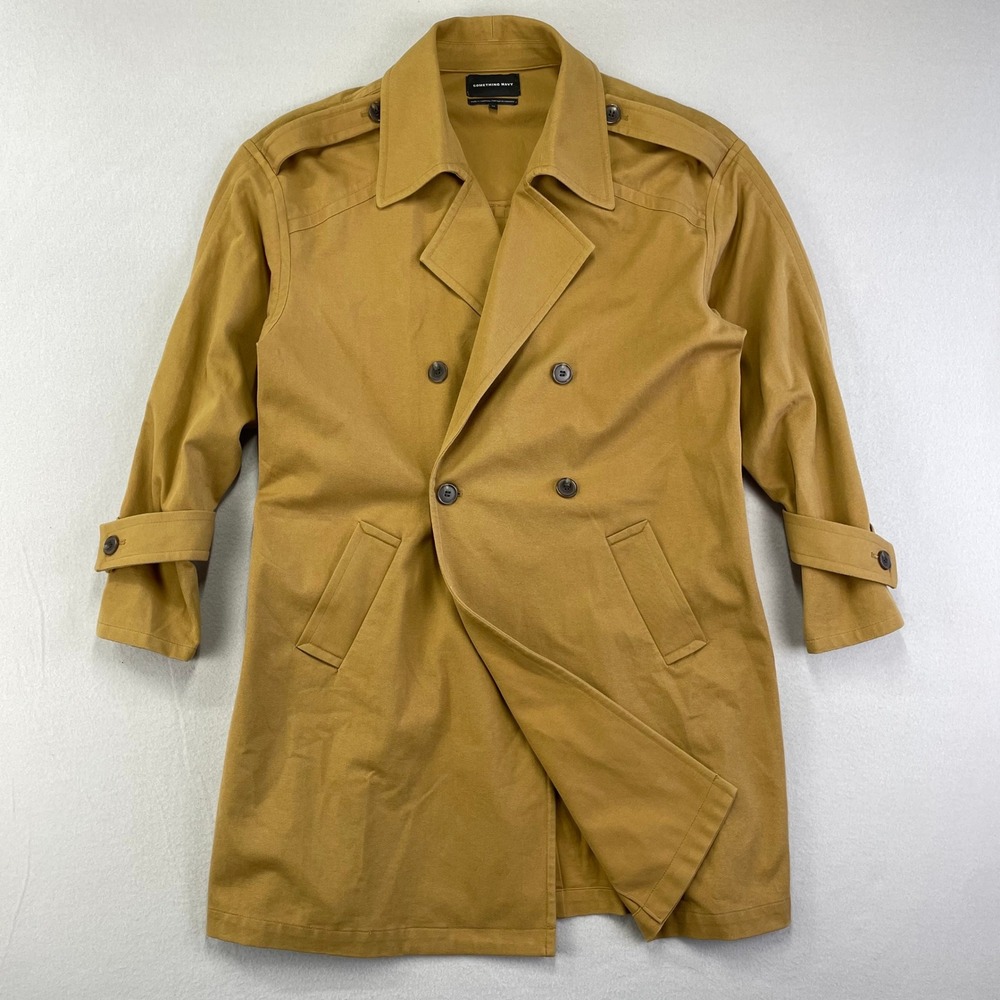 Something Navy Oversized‎ Trench Coat Womens XS/S Khaki Mid Length Relaxed